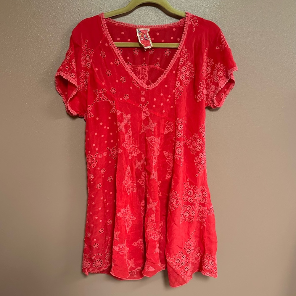 Johnny Was Pink Graphic Tunic Relaxed